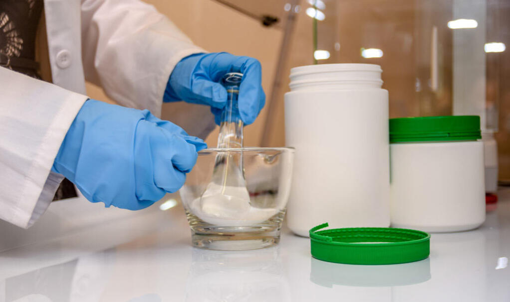 Compounding medications in a glass bowl