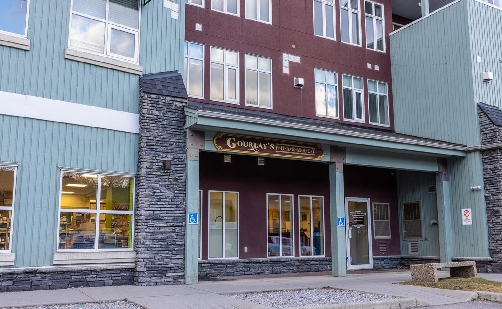 Entrance view of Gourlays pharmacy